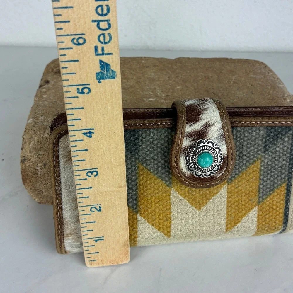 United Supply Co Brown Cowhide Concho Wallet - OS - Boho Western Southwestern
